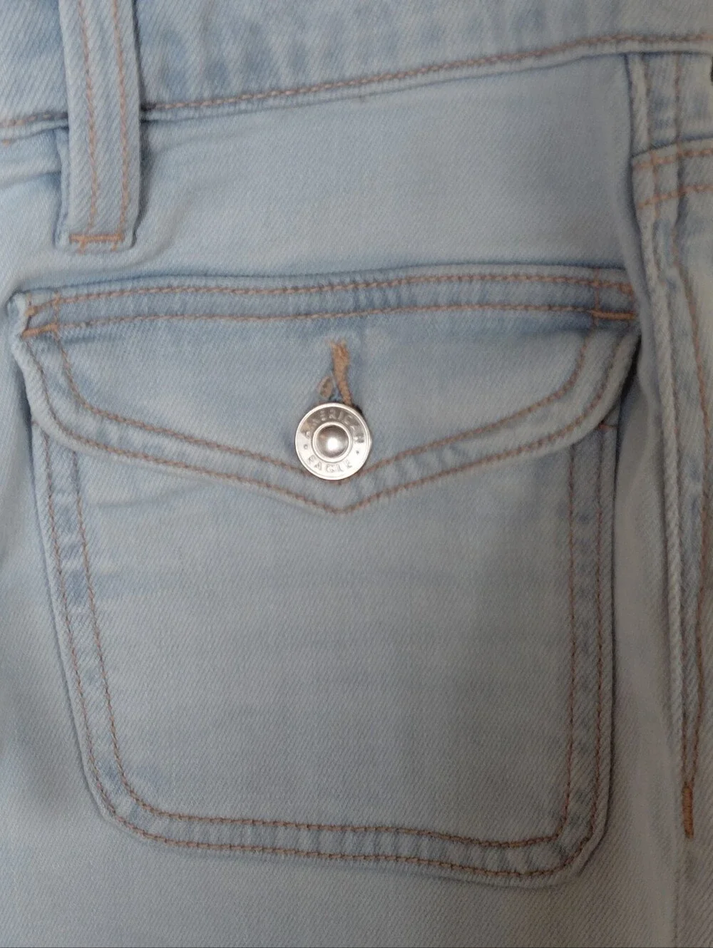 American Eagle Outfitters Dreamy Drape Light Blue Stretch Denim Shorts Size 0/25